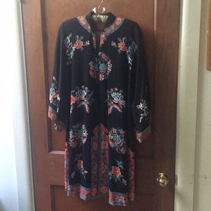 Vintage Black Floral Kimono Robe
